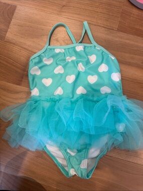 OP Girls Aqua Heart Tutu One-Piece Swimsuit